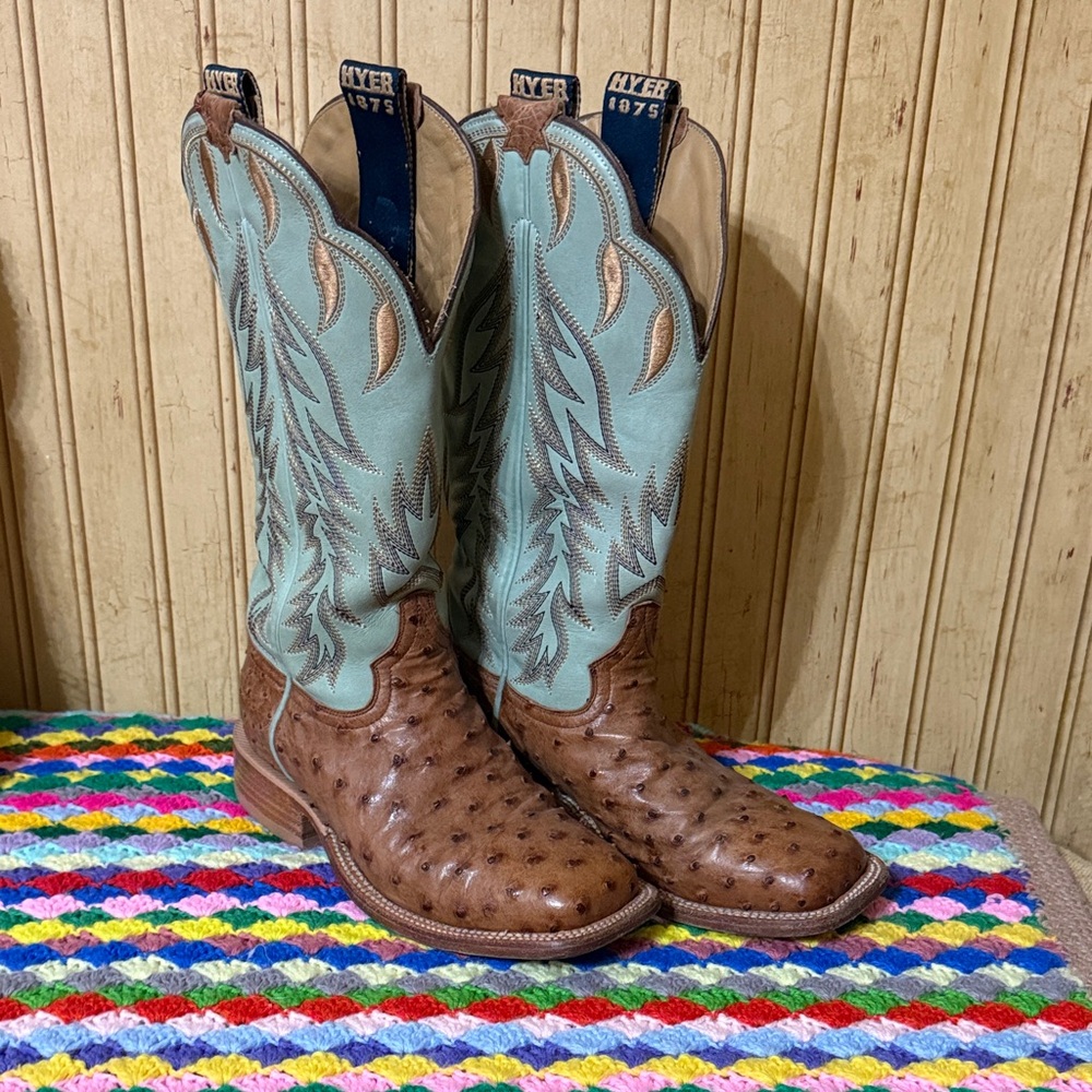 HYER Boots “Harper”  Genuine Full Quill Ostrich Ladies Square Toe Western Boot